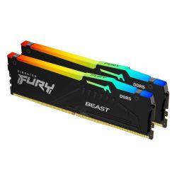 Kingston Fury Beast RGB 32GB Kit (2 x 16GB), DDR5, 6000MHz (PC5-48000), CL36, 1.35V, ECC, PMIC, AMD EXPO, DIMM Memory