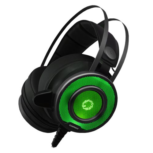 GameMax G200 7-Colour LED Gaming Headset, USB & 3.5mm Jack, Noise Cancellation, 50mm Drivers, Audio Adapter for Phones