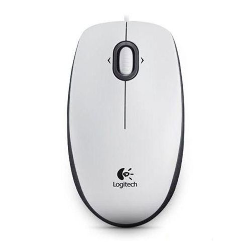 Logitech B100 Wired Optical Mouse, USB, 800 DPI, Ambidextrous, White, OEM