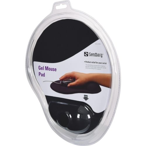 Sandberg (520-23) Mouse Pad with Ergonomic Wrist Rest, Black, 18 x 220 x 256 mm, 5 Year Warranty