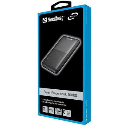 Sandberg Powerbank 10000, 10,000mAh, 2 x USB-A, 5 Year Warranty