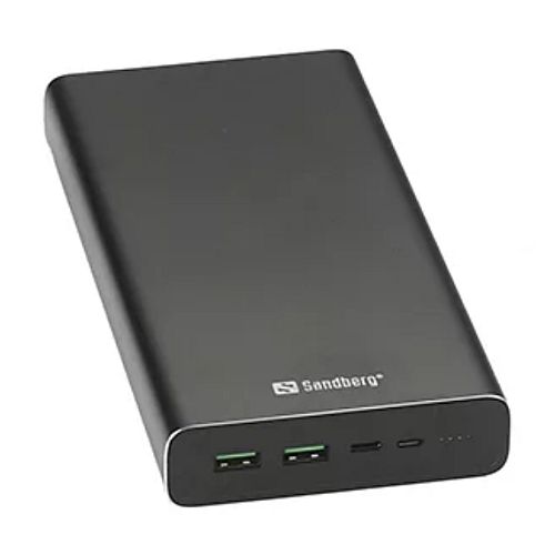 Sandberg (420-63) PD 100W 38400mAh Powerbank, 1x USB-C 100W, 2x USB-A, Power-Through, Aluminium, 5 Year Warranty