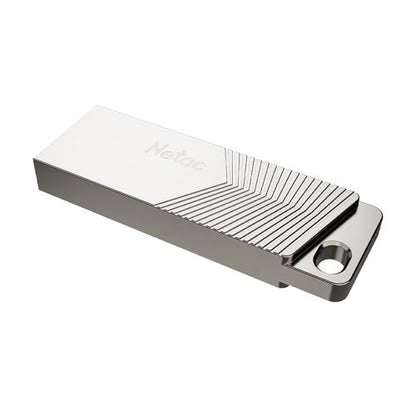 Netac 64GB UM1 USB 3.2 Memory Pen, Zinc Alloy Casing, Key Ring, Pearl Nickel Colour