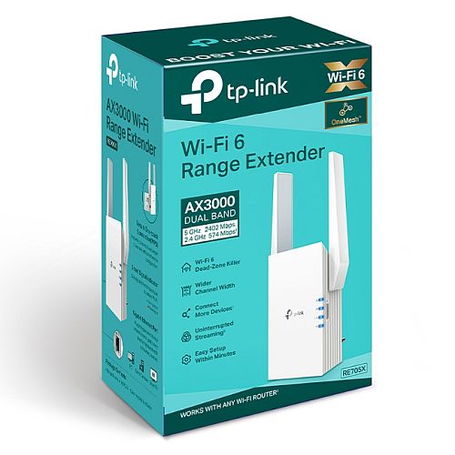 TP-LINK (RE705X) AX3000 Dual Band Mesh Wall-Plug Wi-Fi 6 Range Extender, External Antennas, EasyMesh Compatible, AP Mode, App Control