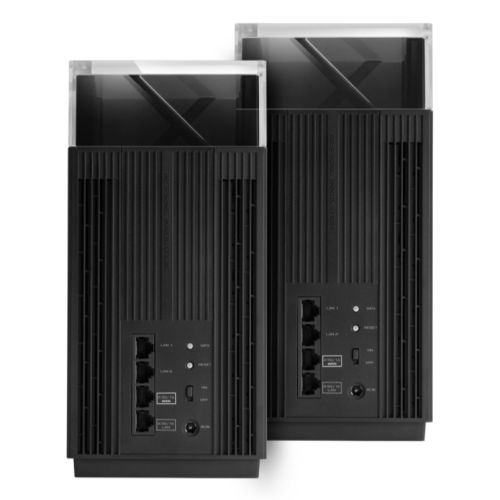 Asus (ZenWiFi Pro ET12) AXE11000 Wi-Fi 6E Tri-Band Mesh Routers, 2 Pack, AiMesh Tech, 2.5G WAN, 2.5G LAN, 2x GB LAN, Voice Control