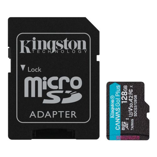 Kingston 128GB Canvas Go! Plus MicroSDXC Card with SD Adapter, UHS-I Class 10, U3, A2 App Performance, 170MB/s