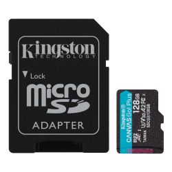 Kingston 128GB Canvas Go! Plus MicroSDXC Card with SD Adapter, UHS-I Class 10, U3, A2 App Performance, 170MB/s