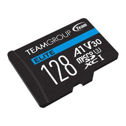 Team 128GB Elite A1 MicroSDXC Card with SD Adapter, UHS-I Class 3, U3, A1 App Performance, 100MB/s