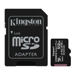 Kingston 512GB Canvas Select Plus MicroSDXC Card with SD Adapter, UHS-I Class 10, U3, A1 App Performance, 100MB/s