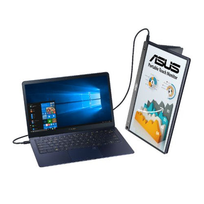 Asus 15.6" Portable IPS Touchscreen Monitor (ZenScreen MB16AMT), 1920 x 1080, USB-C (USB-A adapter), micro-HDMI, 7800mAh Battery, Auto-rotatable, Hybrid Signal, Smart Case Stand