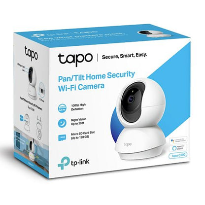TP-LINK (TAPO C200) Pan/Tilt Home Security Wi-Fi Camera, 1080p, Night Vision, Motion Detection, Alarms, 2-way Audio, Voice Control, SD Card Slot