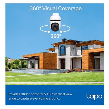 TP-LINK (TAPO C510W) Outdoor Pan/Tilt 2K Security Wi-Fi Camera, 360°, Smart AI Detection, Motion Tracking, Customisable Alarm & Light, 2-Way Audio