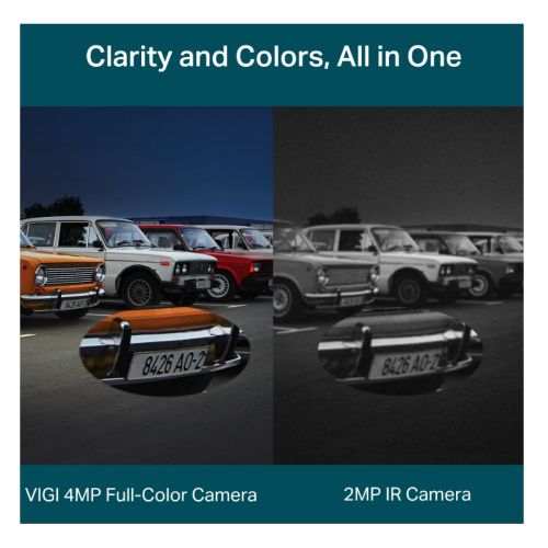 TP-LINK (VIGI C540 4MM) 4MP Outdoor Full-Colour Pan Tilt Network Camera w/ 4mm Lens, PoE, Spotlight LEDs, Human & Vehicle Classification, H.265+