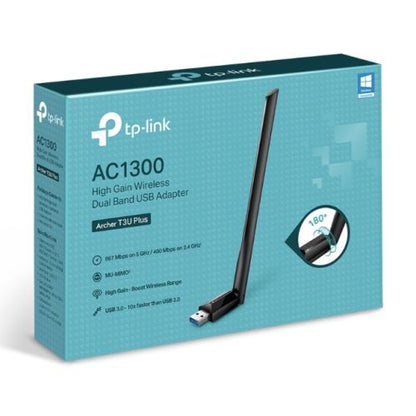 TP-LINK (Archer T3U Plus) AC1300 (867+400) High Gain Wireless Dual Band USB Adapter, USB 3.0, MU-MIMO