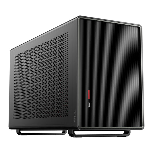 Antec Performance 1M Black Mini-ITX Gaming Case with Aluminum Finish, PCIe 4.0 Riser Cable, USB 3.2 Gen2 Type-C, Tool-Free Side Panels, Solid Side Panel, SFX-L & SFX PSU Support